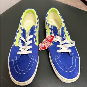 Vans Blue and Green Sneakers with Classic Waffle Sole